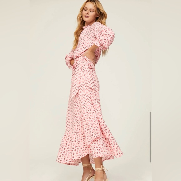 Hill House Home Pink Posy 2pc Set: Millie Top + Mirabel Wrap Skirt Floral Ruffle - Picture 4 of 12